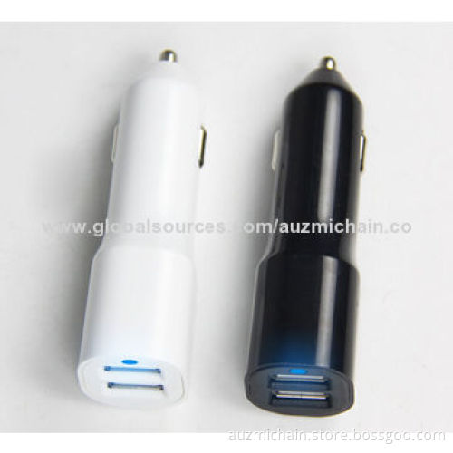 2.4A Latest Design Dual-USB Car Chargers for iPad with Blue Indicator